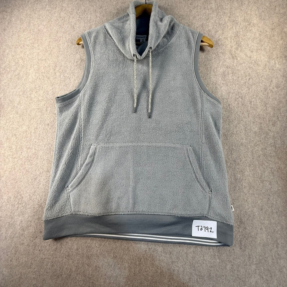 Toad&Co Gray Fleece Cowl Neck Vest Womens Medium Sleeveless Kangaroo Pocket
